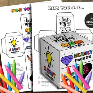 Mother&#39;s Day Coloring Cube, Mothers Day Bible Craft, Sunday School, Mothers Day Church Craft, Mother&#39;s Day Craft, Digital Mothers Day Craft