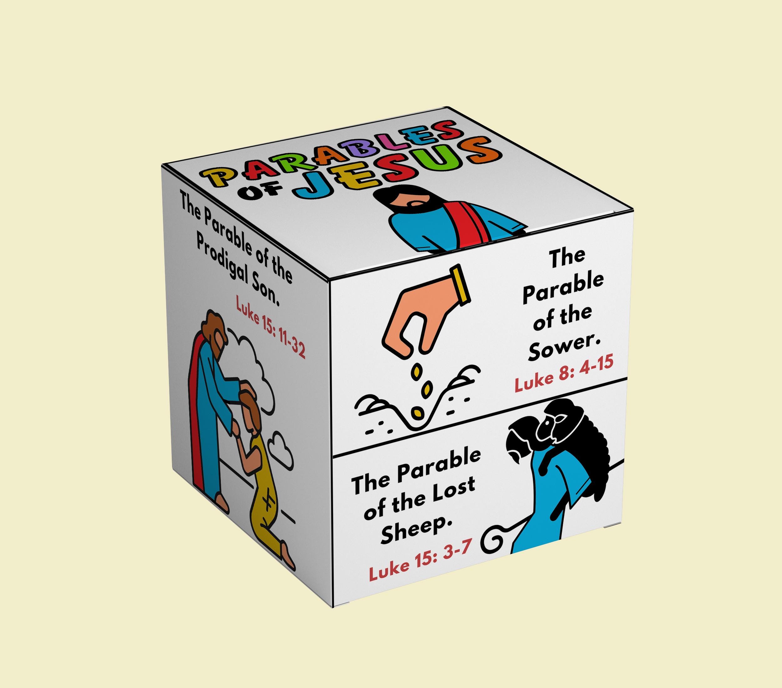 Parables of Jesus Coloring Cube, Printable Bible Verse Activity, Kids ...
