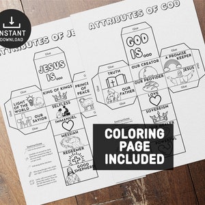 Attributes of God Coloring Cube, Names of God, Homeschool Activity ...