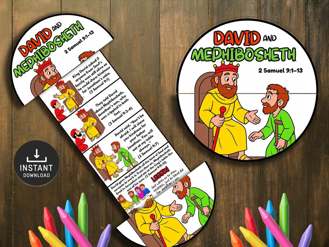 David and Mephibosheth Folding Surprise Bible Story Craft, Memory Game ...