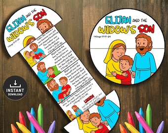 Manualidad bíblica de Elías y el hijo de la viuda (descarga digital)