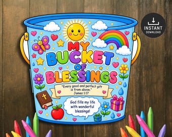 My Bucket of Blessings Bible Craft for Kids, Thanksgiving Craft, Memory Game, Sunday School Craft
