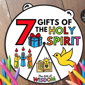 Gifts of the Holy Spirit Coloring Wheel, Bible Lesson, Sunday School, Pentecost Craft, Holy Spirit Lesson, Sunday School Craft, Pentecost