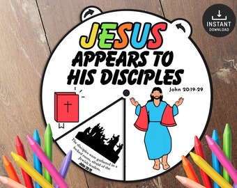 Jesus Appears to His Disciples Coloring Wheel, Easter Craft, Bible Lessons, Memory Game, Sunday School, spinner, Bible story wheel, Easter