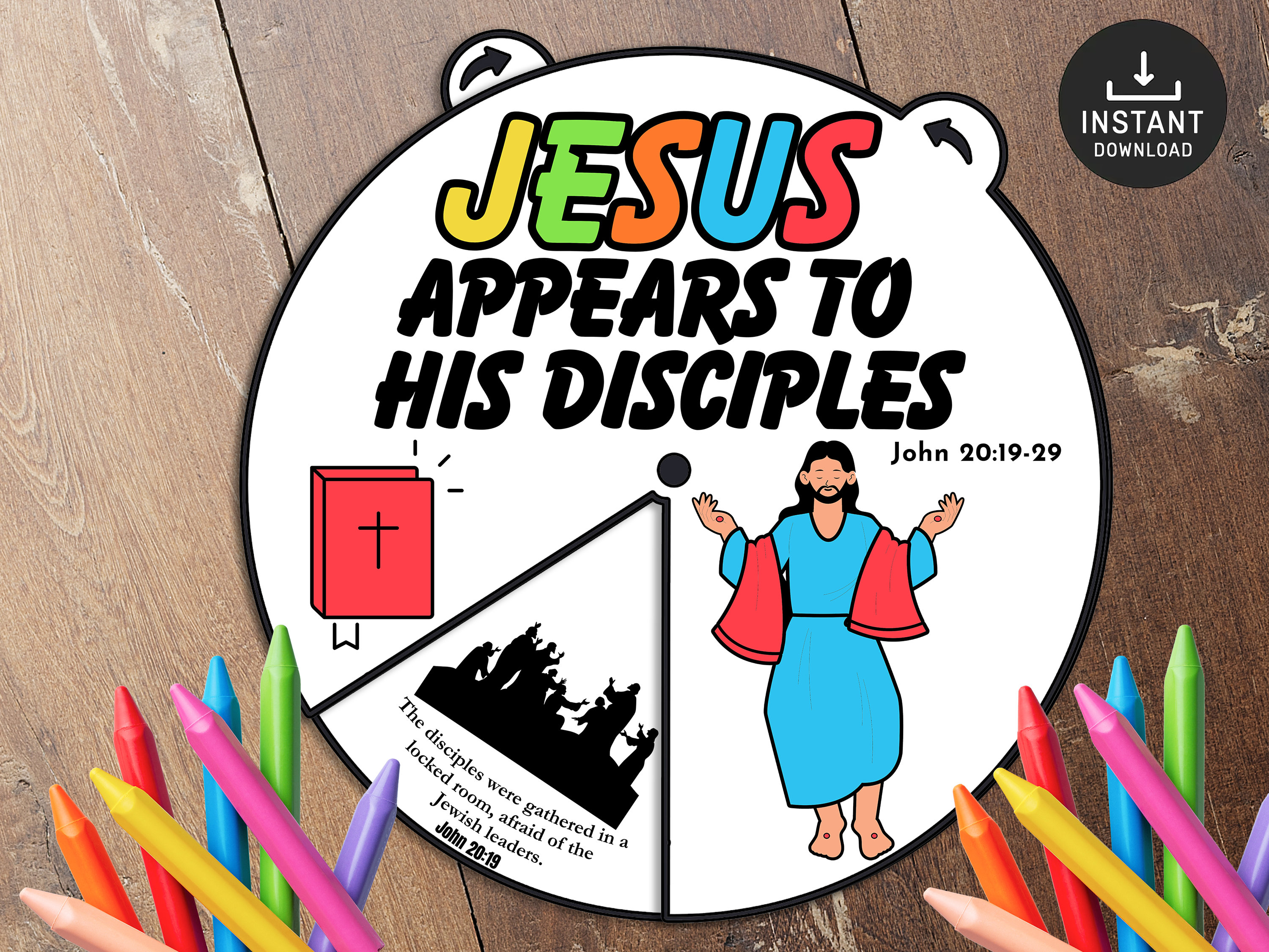 Jesus Appears to His Disciples Coloring Wheel, Easter Craft, Bible ...