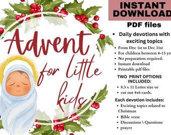 Printable Advent Scripture Devotion for Kids and families Christmas Countdown Christmas Story Scripture Cards Nativity Advent Calendar