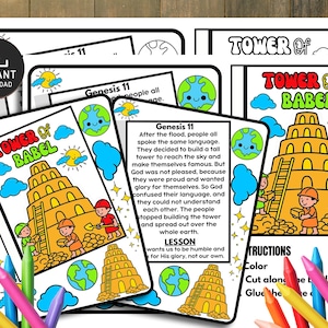 Tower of Babel Mini Book: Bible Story Craft (Digital Download)