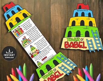 Turm zu Babel Faltüberraschung Bibel Geschichte Handwerk, Memory-Spiel, Sonntagsschule Handwerk, Kirche Aktivität Kinder, Mini-Buch, Turm zu Babel Handwerk