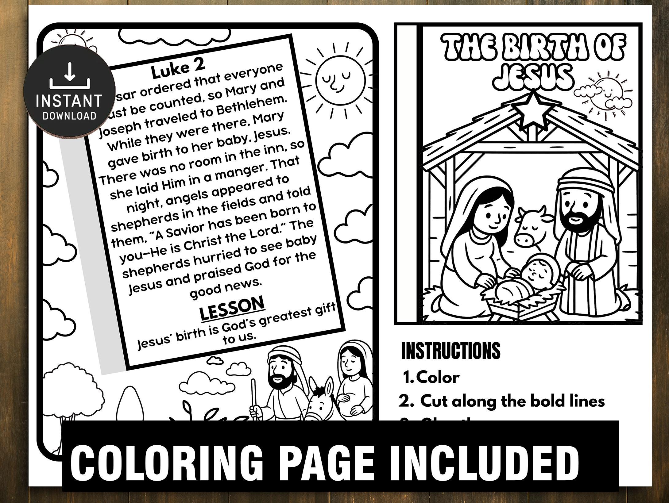 Birth of Jesus Mini Book, Kids Bible Story (digital Download) - Etsy