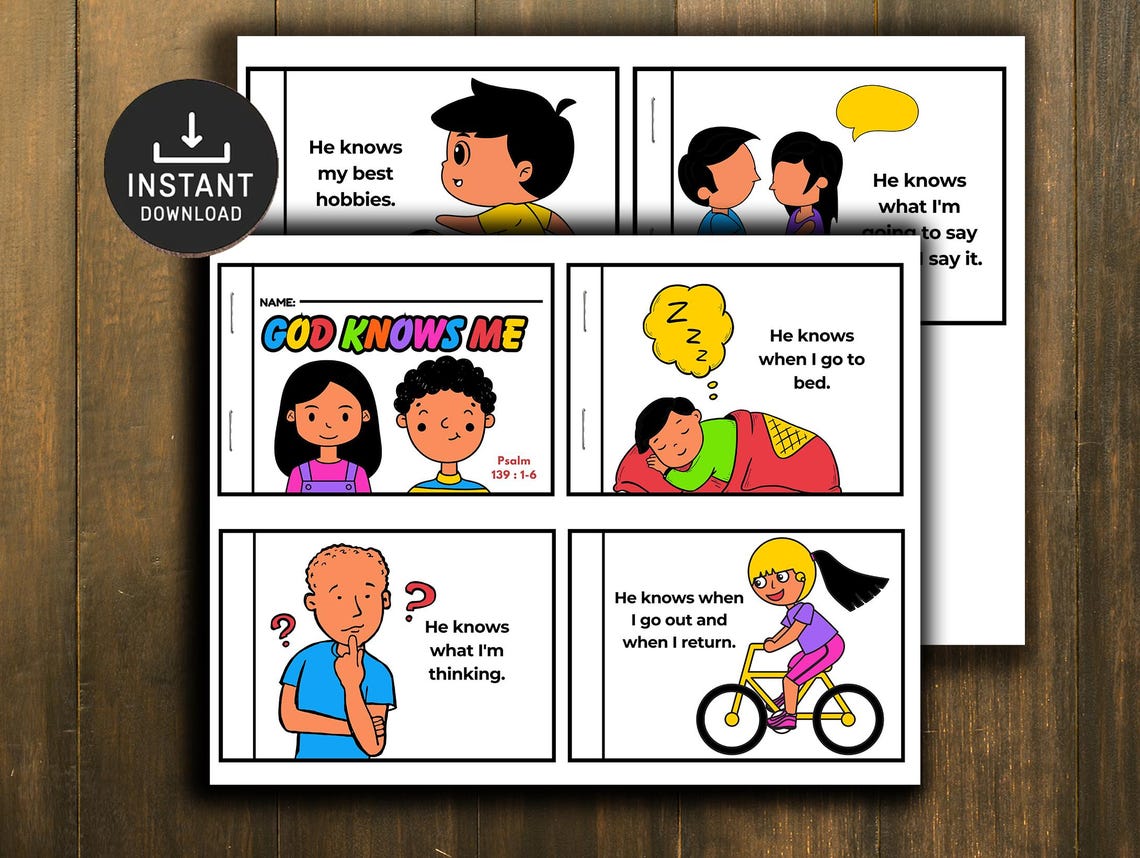 God Knows Me Mini Book, Psalm 139, Bible Story Activity, Bible Lesson ...