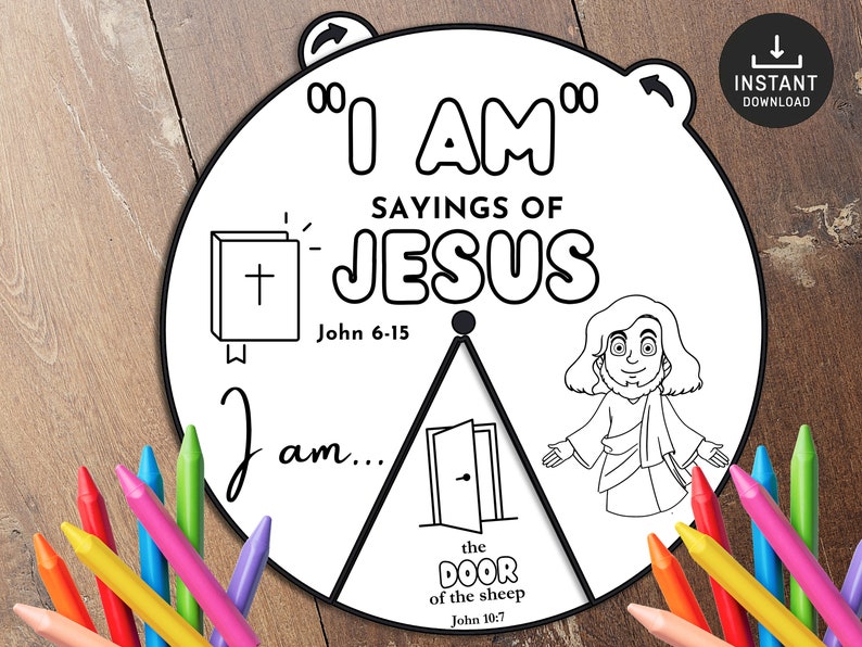I Am Statements of Jesus Coloring Wheel, Printable Bible Activity ...