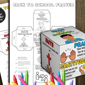 Back to School Prayer Coloring Cube, Sunday School, Homeschool Activity, Backpack Blessings, Back to School Church Activity, Prayer Craft