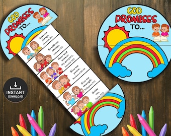 Bibbia pieghevole a sorpresa "Le promesse di Dio", attività biblica, lezione biblica, scuola domenicale, mini libro, promessa arcobaleno, lavoretto per la scuola domenicale