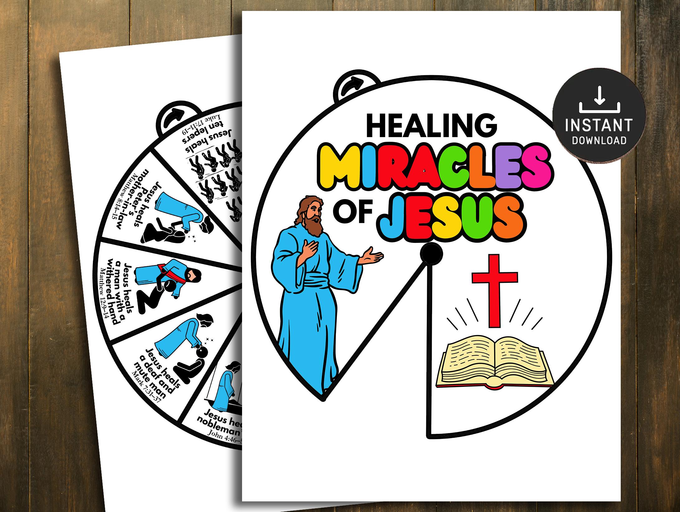 Healing Miracles of Jesus Coloring Wheel, Printable Bible Verse ...