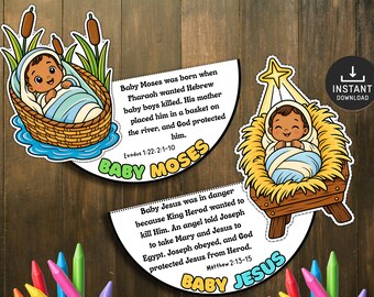 Baby Jesus and Baby Moses Bible Craft for Kids, Sunday School, Church Activities