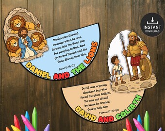 David and Goliath, Daniel in the Lions Den Bible Craft for Kids, Sunday School, Church Activities