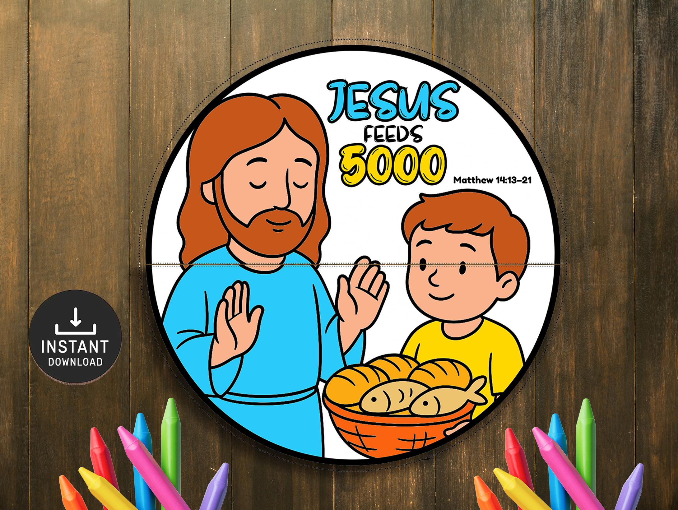 Jesus Feeds 5000 Bible Story Craft, Sunday School Activity (digital ...