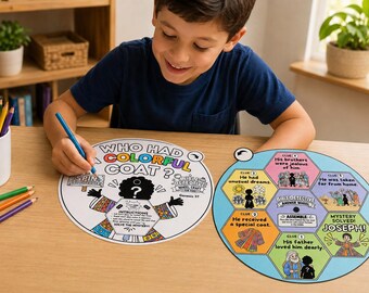 Joseph's Coat of Many Colors Coloring Wheel, Bible Detective Adventure, Sunday School, Church Activities
