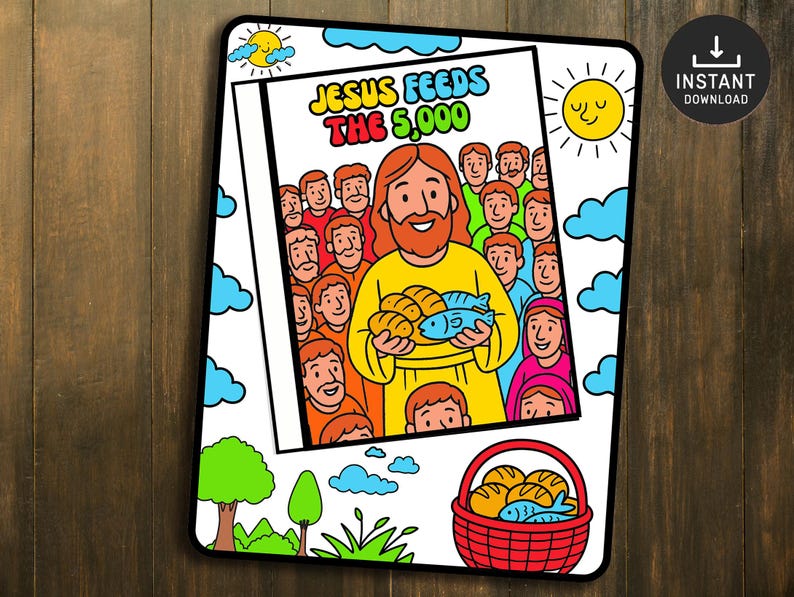 Jesus Feeds 5000 Bible Story Craft, Sunday School Lesson (digital ...