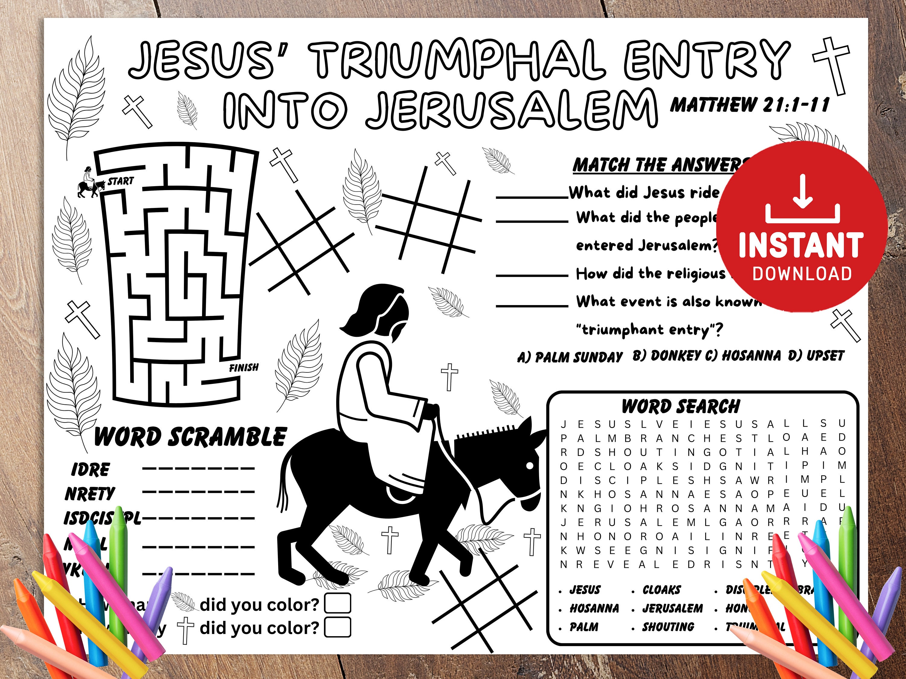 Palm Sunday Activities, Jesus Palm Sunday, Triumphant Entry to