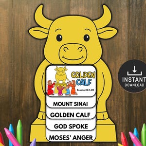 Moses and the Golden Calf Flipbook Bible Craft for Kids, Memory Game, Sunday School Craft, Mini Book