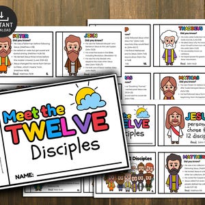 Minilibro de manualidades Los 12 discípulos, Manualidad para la escuela dominical, La Gran Comisión, Los 12 discípulos de Jesús, Manualidad de Jesús para niños, Los doce discípulos