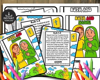 Ruth and Naomi Mini Book, Sunday School Craft, Bible Craft for kids, Ruth and Naomi Bible Story, Church Activity Kids, kids Bible Lesson