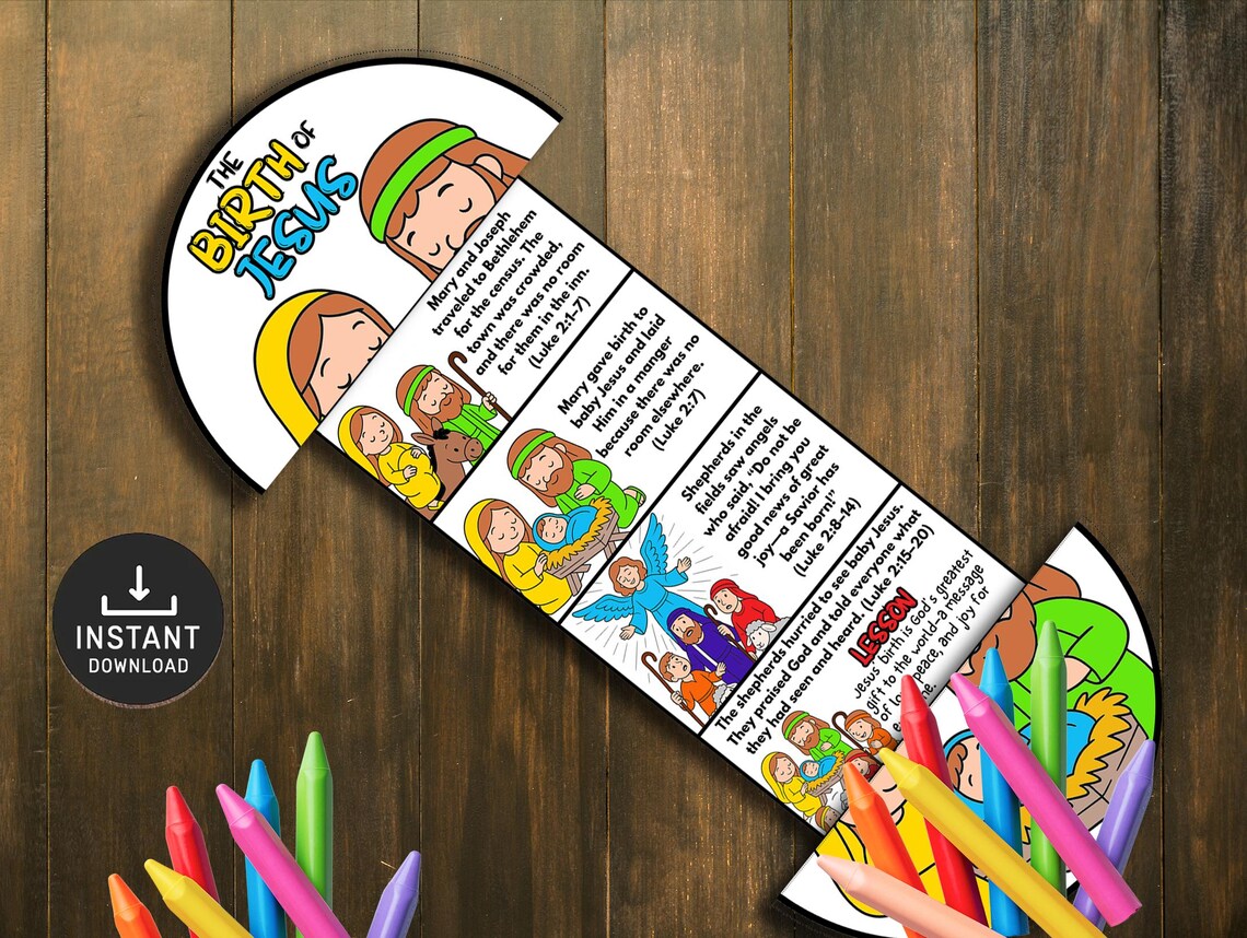 The Birth of Jesus Folding Surprise Bible Story Craft, Kids Bible ...