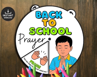 Ruota da colorare per la preghiera di ritorno a scuola, scuola domenicale, attività di homeschooling, benedizioni dello zaino, attività per la chiesa di ritorno a scuola, lavoretto di preghiera