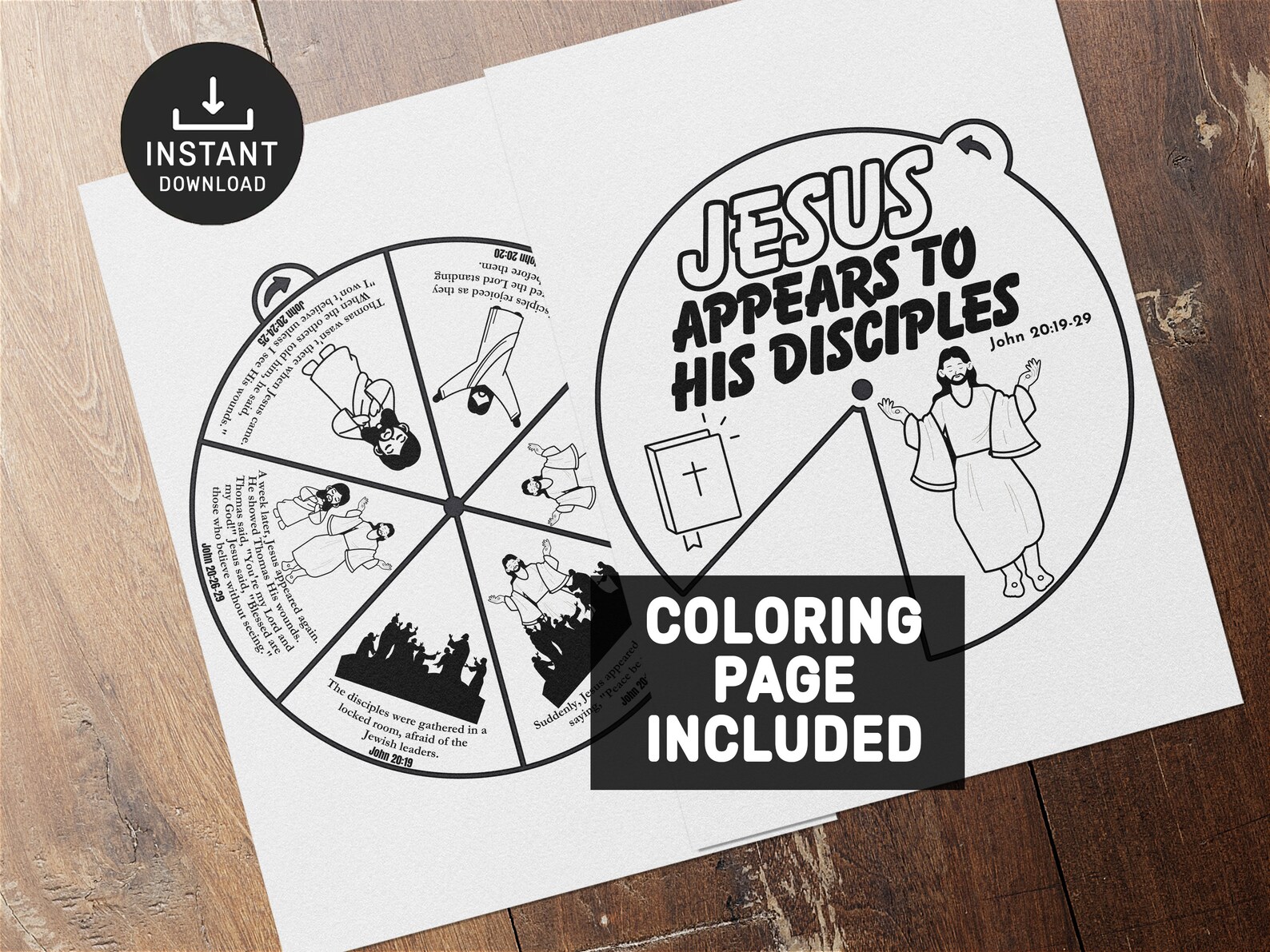 Jesus Appears to His Disciples Coloring Wheel, Easter Craft, Bible ...