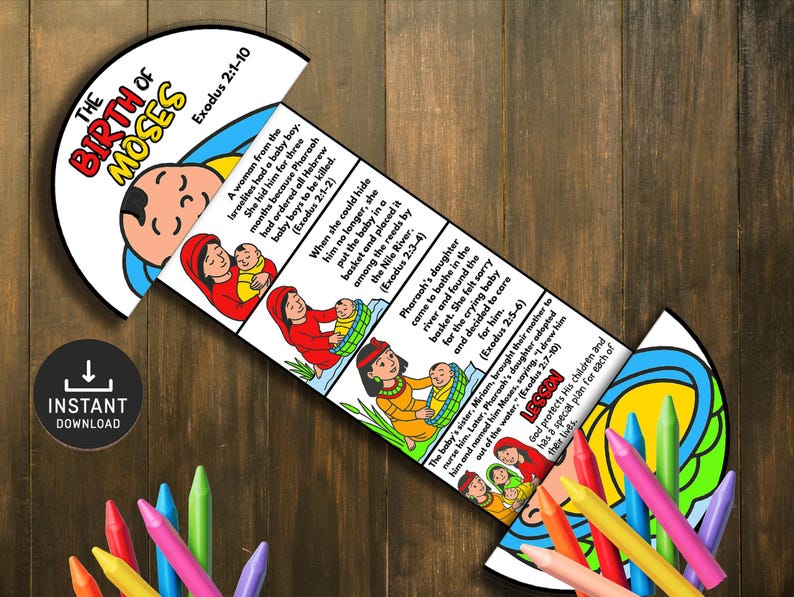 Baby Moses Folding Surprise Bible Story Craft, Kids Bible Lesson ...