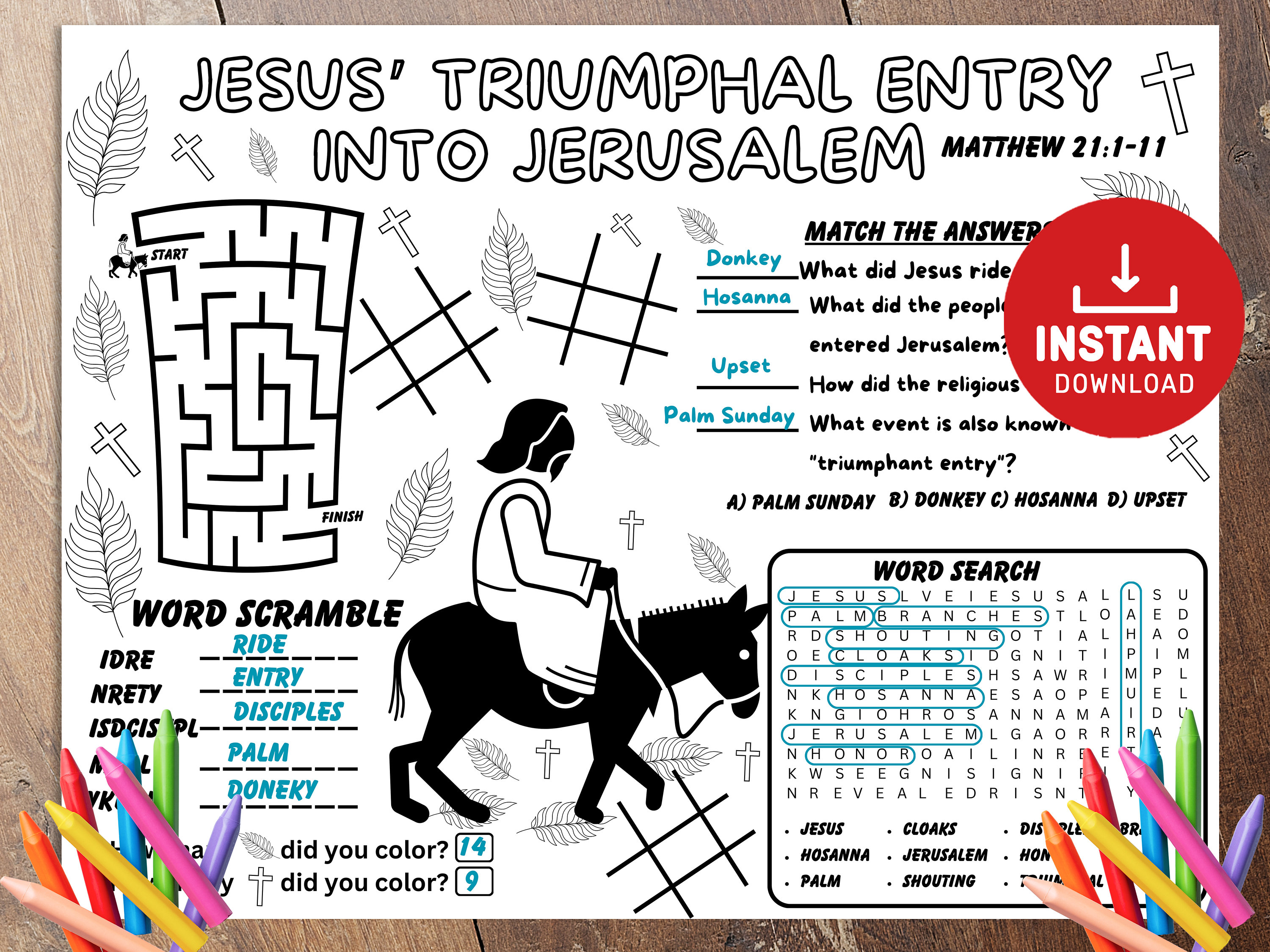 Palm Sunday Activities, Jesus Palm Sunday, Triumphant Entry to