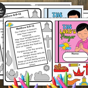Lord&#39;s Prayer Mini Book: Kids Bible Lesson, Sunday School Activity (Digital Download)