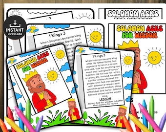 Le roi Salomon demande de la sagesse, leçon biblique pour enfants, école du dimanche, activité récit biblique, activités du dimanche, activité pour enfants à l'église, travaux manuels bibliques