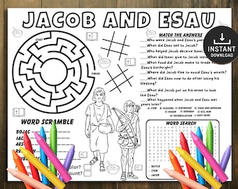 Jacob und Esau, Bibelaktivität, Sonntagsaktivitäten, Bibel-Tischset, Kinderaktivität in der Kirche, Sonntagsschule, Bibelstunde, Jacob und Esau Craft