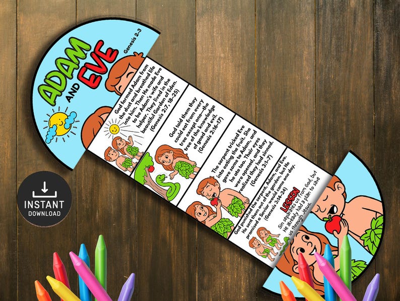 Adam and Eve Folding Surprise Bible Story Craft, Kids Bible Lesson ...