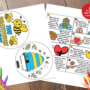 The Beatitudes, Bible Story activity, Sunday school craft, Printable paper craft, Kids Bible Lesson, Christian Kids Craft, Beatitudes