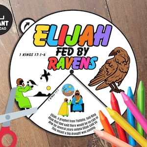 Elijah Fed by Ravens Coloring Wheel, Bible Lesson Kids, Bible Lesson ...