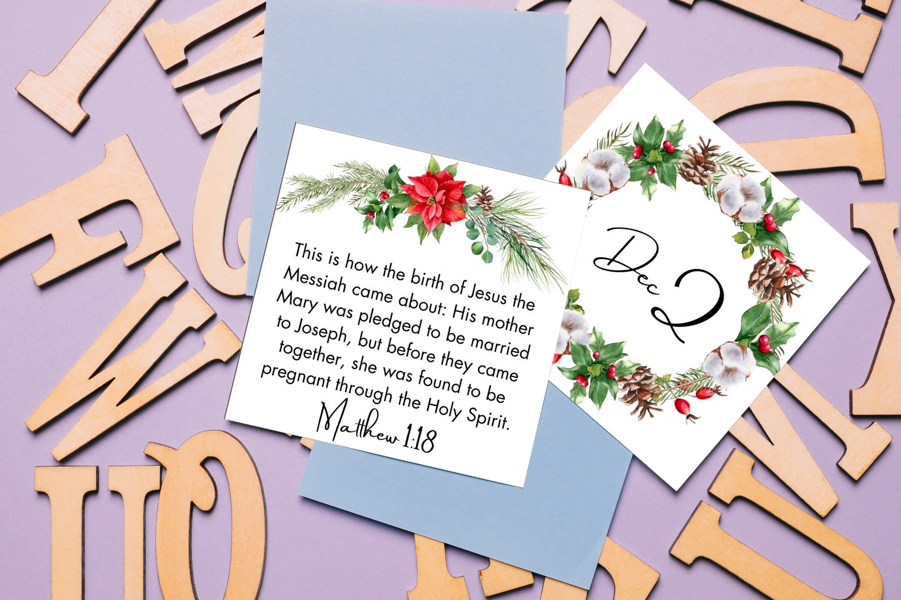 25 Advent Scripture Cards Calendar, Christmas Countdown, Christmas ...