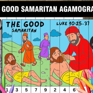 Agamograma del Buen Samaritano, Manualidad de historia bíblica, Lección bíblica, Manualidad bíblica, Manualidad de escuela dominical, Actividad de historia bíblica, Manualidad de bondad