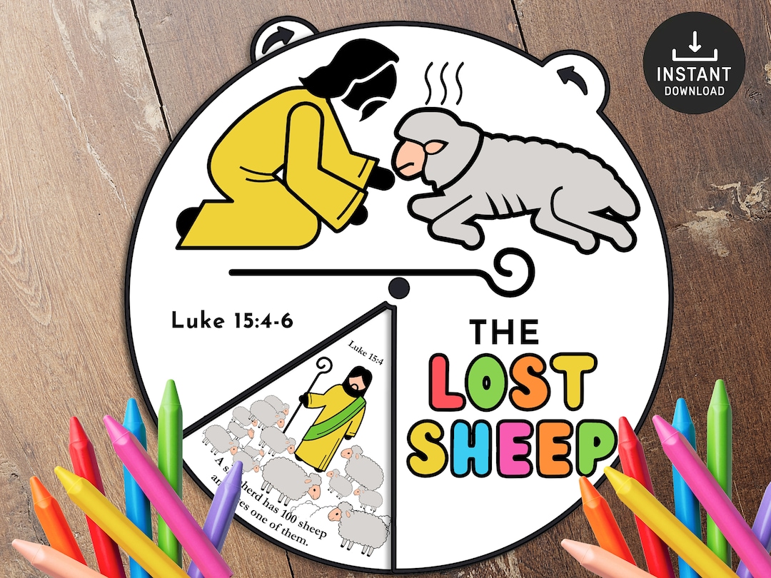 The Lost Sheep Coloring Wheel, Printable Bible Activity, Watercolor ...