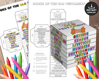 Books of the Bible, Old Testament Coloring Cube, Printable Bible Activity, Kids Bible Lesson, Memory Game, Sunday School, Coloring Wheel