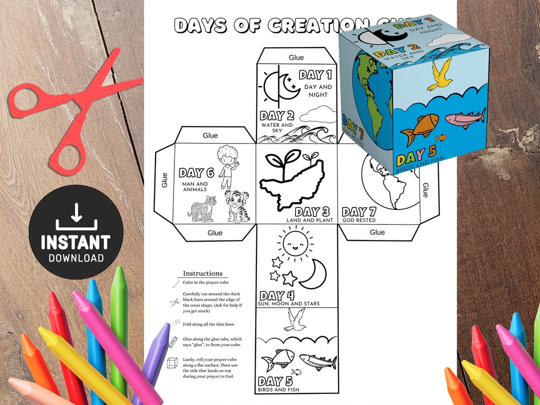 Days of Creation Cube Coloring Page Printable Bible - Etsy