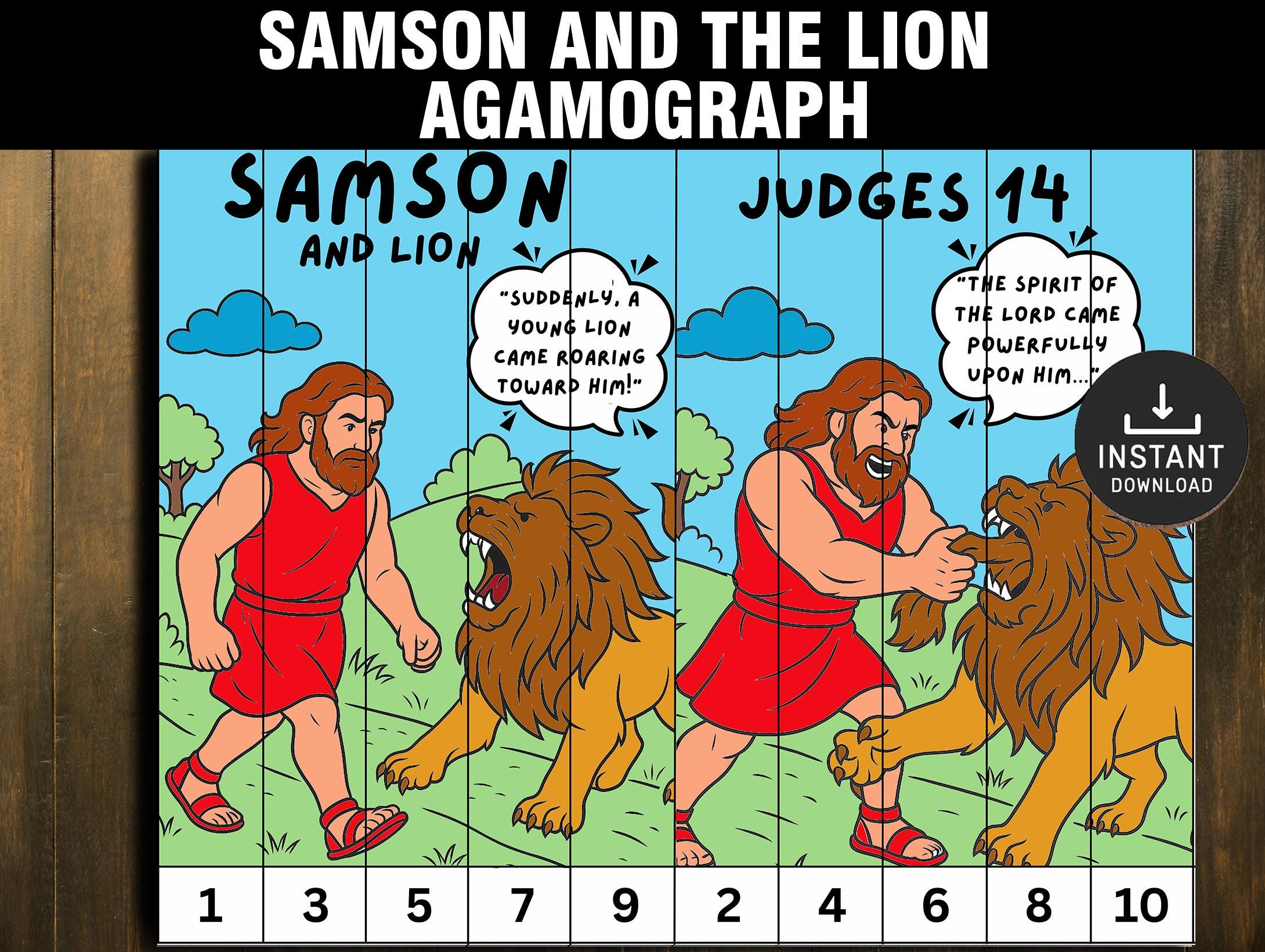 Samson Craft Kit Samson and the Lion Agamograph, Bible Story Craft, Bible Lesson, Bible ...