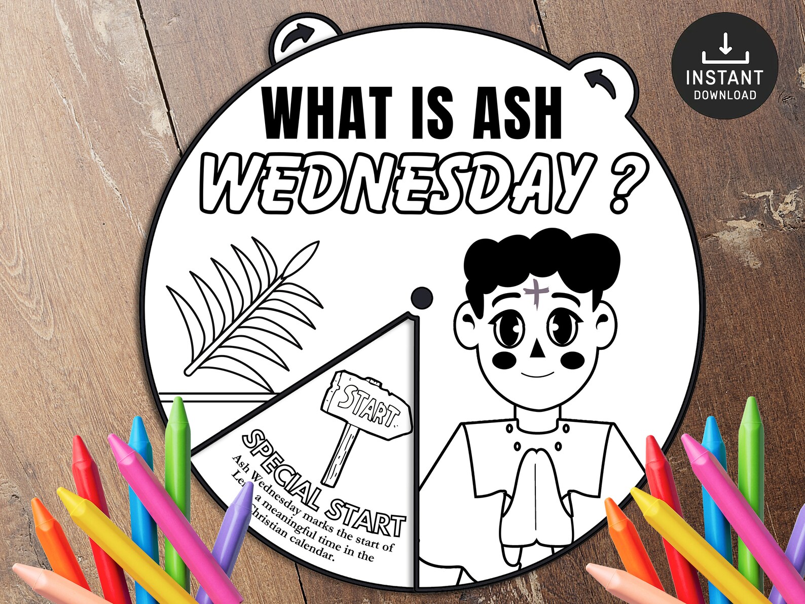 Ash Wednesday Coloring Wheel, Lent Activity for Kids, Ash Wednesday ...