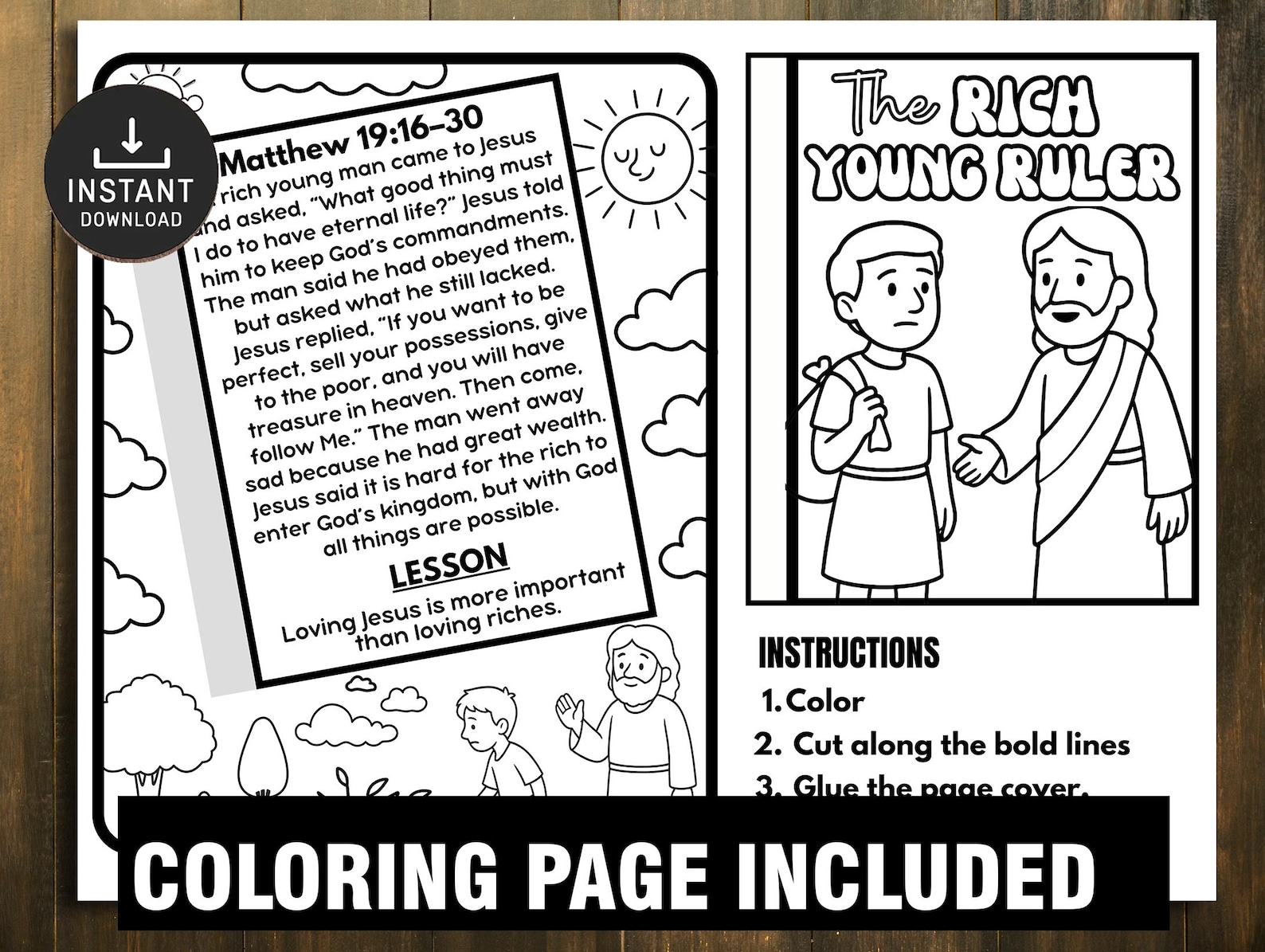 Rich Young Ruler Scripture Rich Young Ruler Bible Story Craft, Kids Church Lesson (digital ...