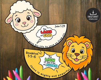 The Lion and the Lamb of God Bible Craft for Kids, Sunday School Lesson, Church Activity