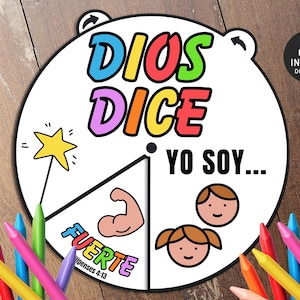 God Says I Am Coloring Wheel, Printable Bible Activity, Kids Bible Lesson, Memory Game, Sunday School, Sunday School Craft, Coloring Spinner