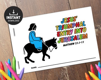 Palm Sunday Activities, Jesus Palm Sunday, Triumphant Entry to Jerusalem, Church Kids Activity, Sunday School Activities, Mini Book