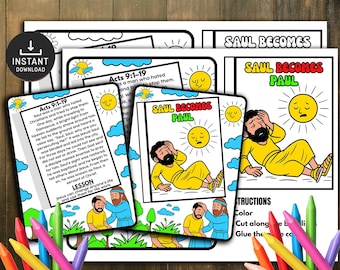 Saul to Paul Bible Story Mini Book, Sunday School Craft (Digital Download)